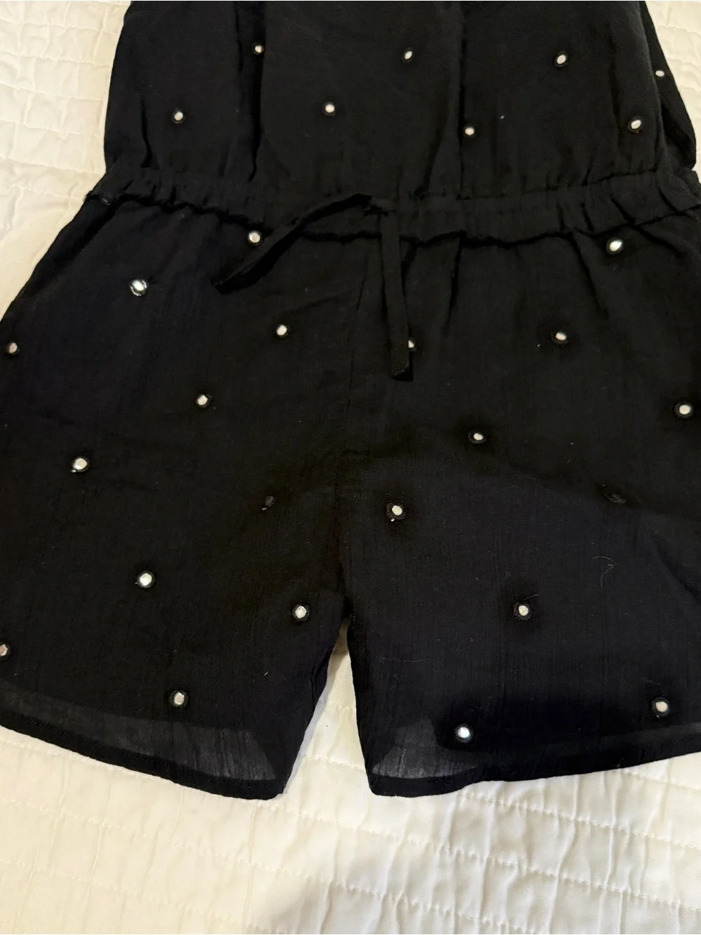 Zara Black Rhinestone-Studded Girls' One-Piece Romper